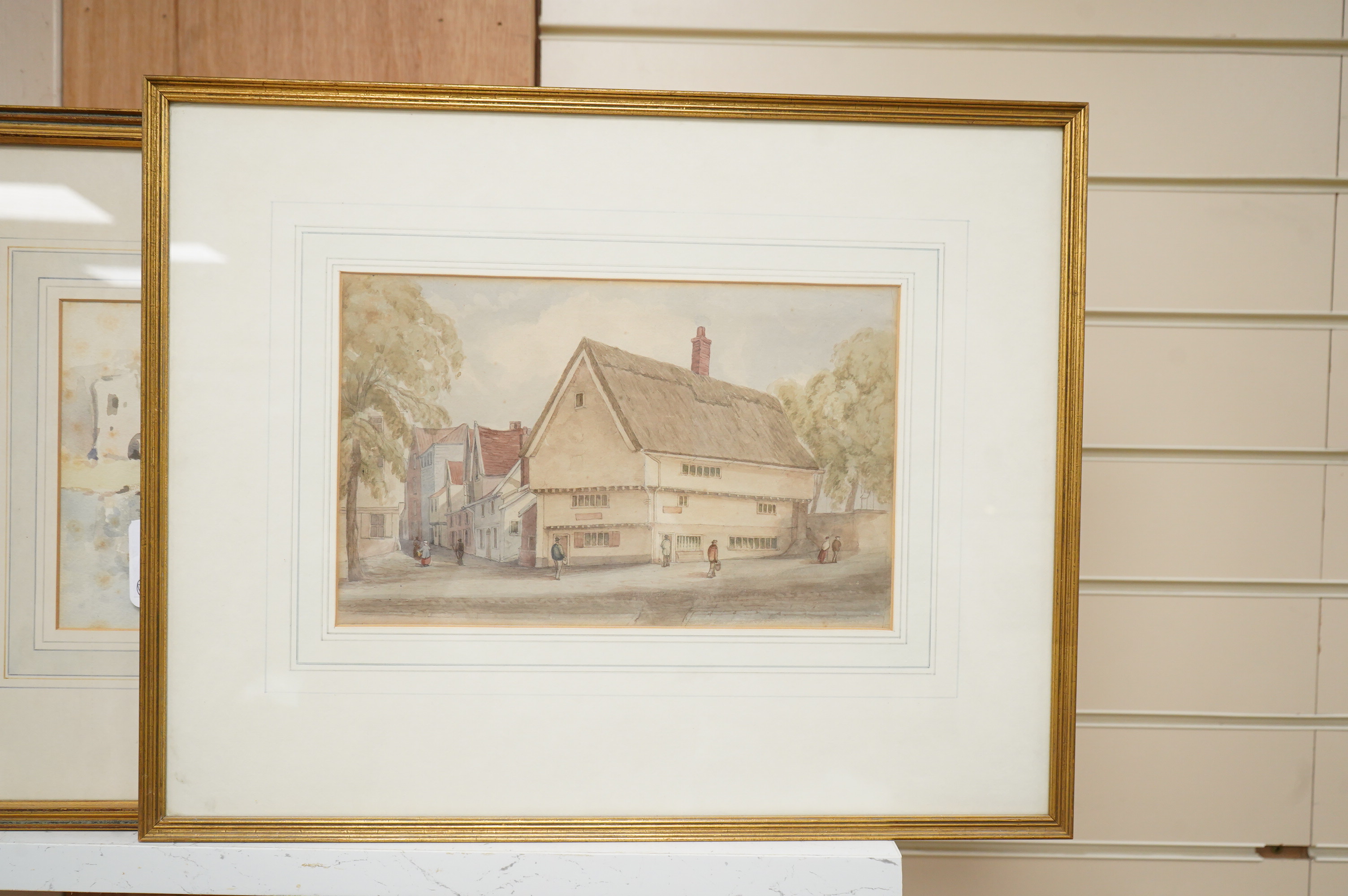 Three various watercolours comprising 19th century French School, 'A Great Day off the Coast of Brittany', signed and dated 1892; English School, 'The Old D'Bretais Arms, Elm Hall, Norwich' and 'Pulteney Bridge', 18 x 28